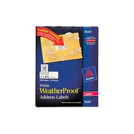 Avery Dennison LABEL, WETHRPRF, WH, 1500PK 5520
